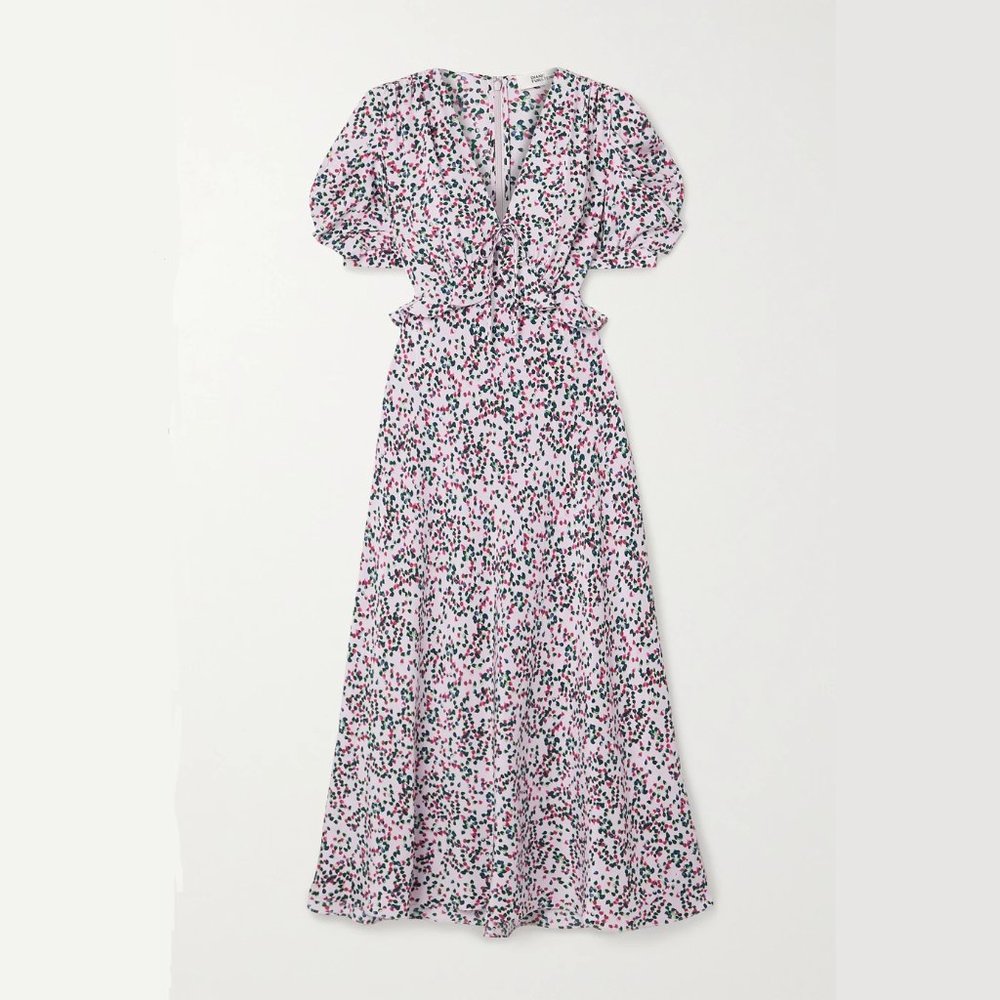 Lilac Sloane floral-print silk-crepe midi dress